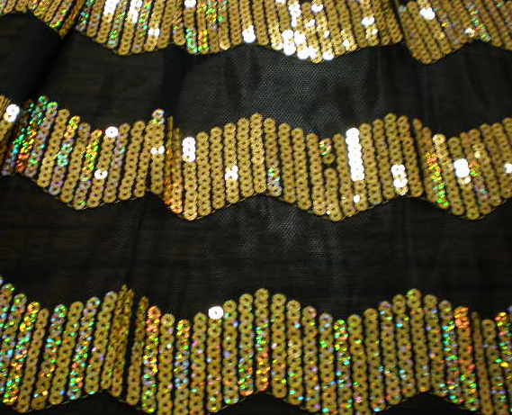 1.Black-Gold Wave Design Sequins